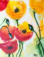 Sechs Mohnblumen