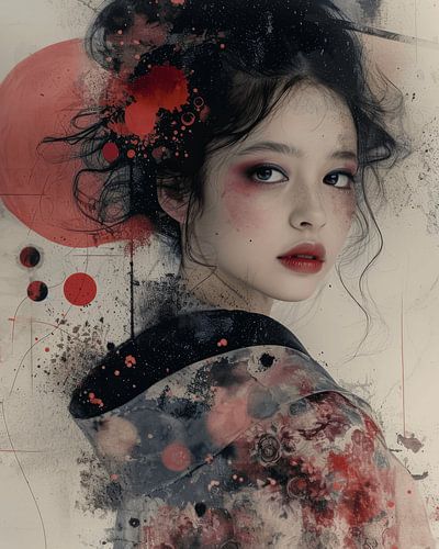 Japanische Geisha im Collage-Stil von Carla Van Iersel