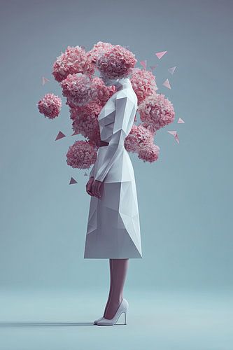 surrealistisch portret vrouw met bloemen