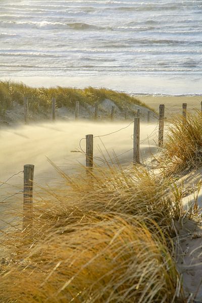 Beach, sea and sun on a stormy evening! by Dirk van Egmond
