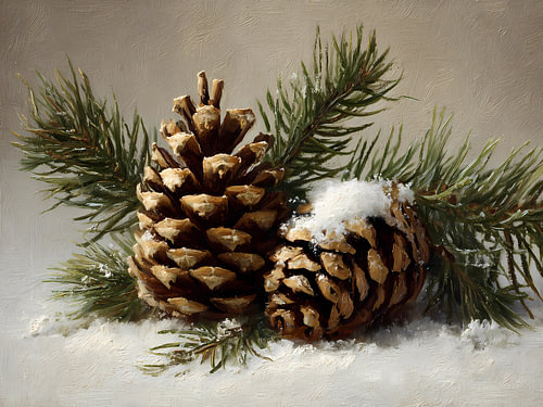Snowy pinecones