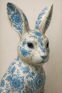 Delfter Blau Hase Liebe - Porzellan Perfektion mit goldenen Narben