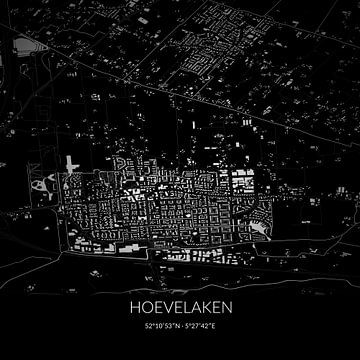 Black-and-white map of Hoevelaken, Gelderland. by Rezona