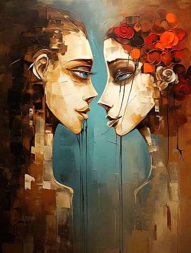 Liefde in een abstract schilderij