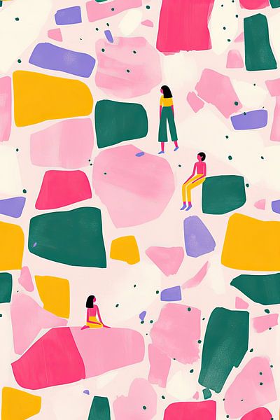 Abstract Girls | Colourful Shapes by ARTEO Paintings
