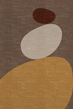 Moderne abstracte geometrische organische retrovormen in aardetinten: geel, beige, bruin van Dina Dankers