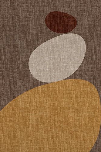 Moderne abstracte geometrische organische retrovormen in aardetinten: geel, beige, bruin