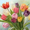 Peinture Tulipes | Peinture Fleurs | Peinture colorée sur AiArtLand