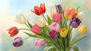 Tulpen malen | Blumen malen | Buntes malen von AiArtLand