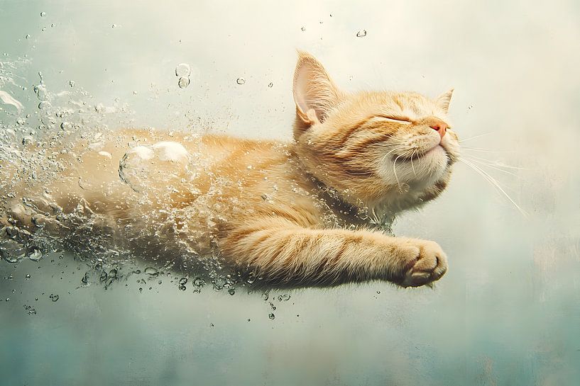 Katze im Wasser von Heike Hultsch