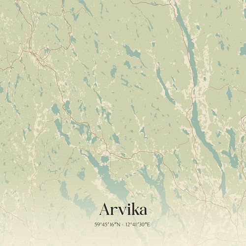 Alte Karte von Arvika, Schweden.