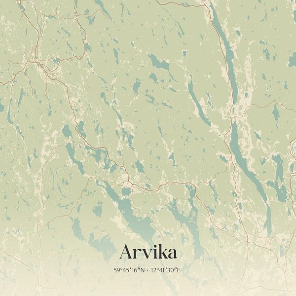 Vintage map of Arvika, Sweden. by Prints of Place