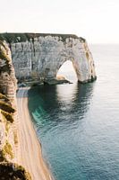 Sunset at the cliffs in Étretat | Travel photography wall art of the arch in Normandy France