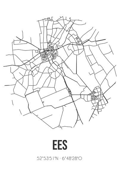 Ees (Drenthe) | Landkaart | Zwart-wit van Stad & Wand