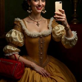 Renaissance Selfie Koningin Portret Schilderij van FRESH Fine Art
