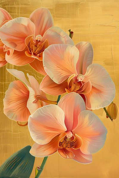 Orchideenmalerei | Goldene Anmut von Blumen Studio