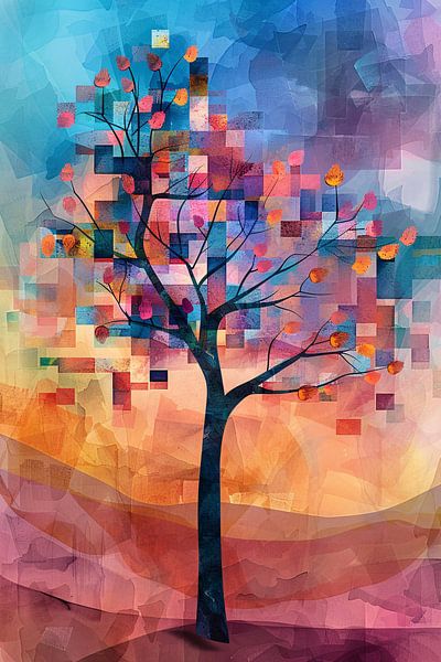 Arbre abstrait dans un paysage coloré par Art & Soul Creations