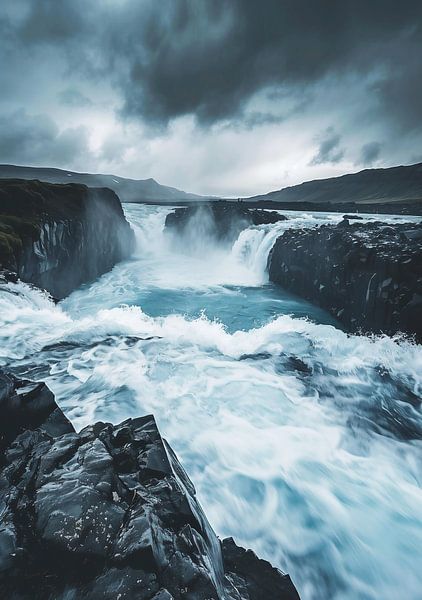 Dunkle Wolken über Wildwasser von fernlichtsicht