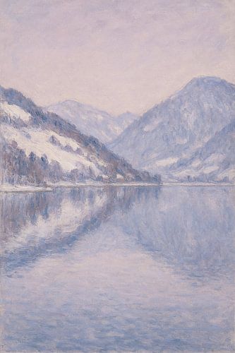 Alpine Lake Winter Mirror Reflection – Serene Snowy Landscape Art