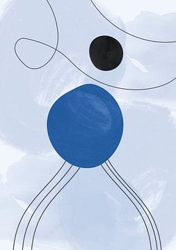 Scandinavische abstractie op blauw van Mad Dog Art