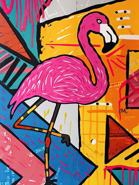 Schilderij Flamingo Pop-Art van ARTEO Schilderijen