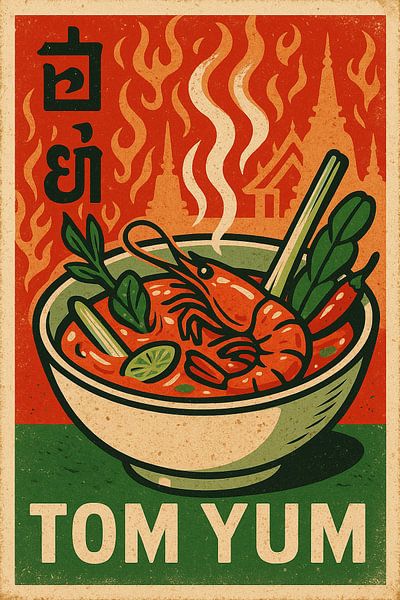 Retro Tom Yum Poster - Vintage Thai Soup Wall Art par Travel Shop