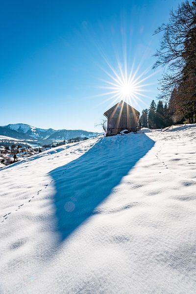 Sunny view over Oberstaufen on a beautiful winter day by Leo Schindzielorz