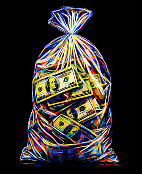 Zak met honderden – Geldzak Pop Art