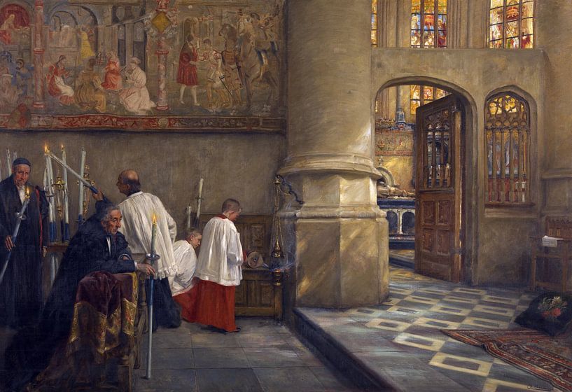 Vor dem Lobpreis in der Kirche von Hoogstraten, Charles Boom, 1910 von Atelier Liesjes