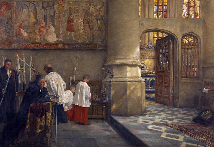 Avant la louange dans l'église de Hoogstraten, Charles Boom, 1910 par Atelier Liesjes