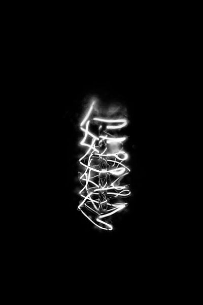 Filament d&#039;une ampoule en noir et blanc | Macrophotographie par Diana van Neck Photography