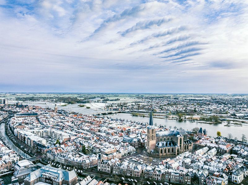 Kalter Morgen in Kampen von oben gesehen von Sjoerd van der Wal Fotografie