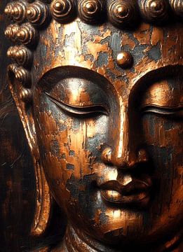 Boeddha beeld in goud en zwart -1