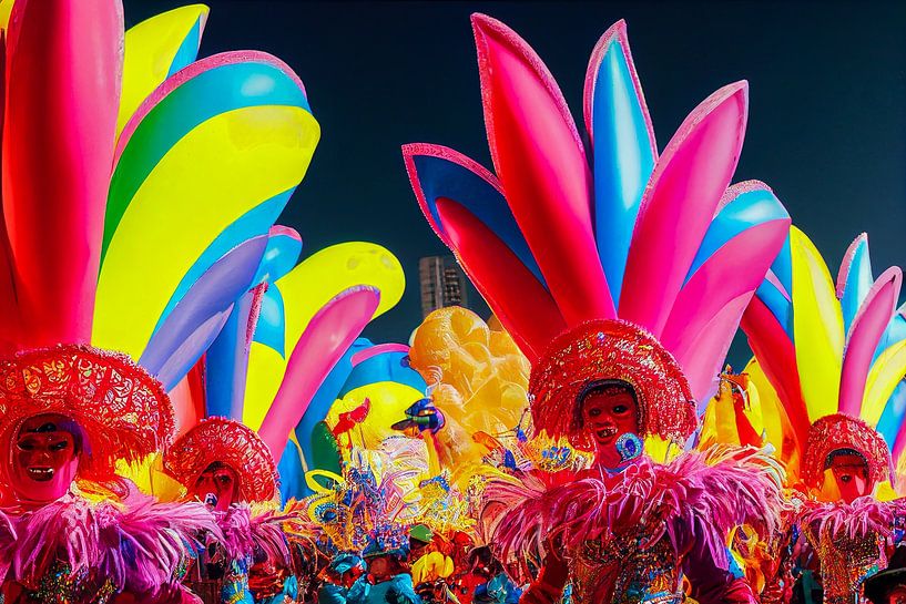 Karnevalsumzug auf der Straße, Kunst Malerei  Illustration 02 von Animaflora PicsStock