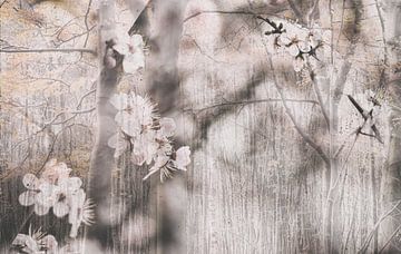 Sakura (bewerking van foto's van bloesem en bomen in Japanse stijl) van Birgitte Bergman