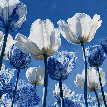 Delfts blauwe tulpen, sereen en botanisch