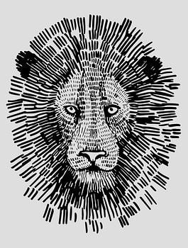 Abstract Bold Lion Face Illustration