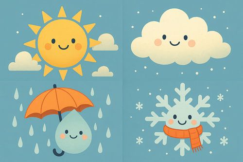 Zon, wolk, regen en sneeuw