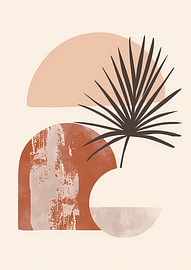Boho Skandi-Poster: Palmenblatt & Terrakotta-Bögen von Dave Schloffi