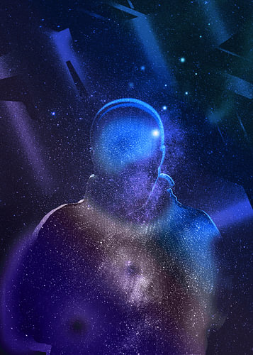 Une silhouette dans l'espace