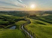 Toskanischer Traum - Rolling Hills bei Sonnenuntergang von W Lagerwaard Miniaturansicht