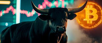 Stier en Bitcoin - dynamiek van de financiële markt van Poster Art Shop
