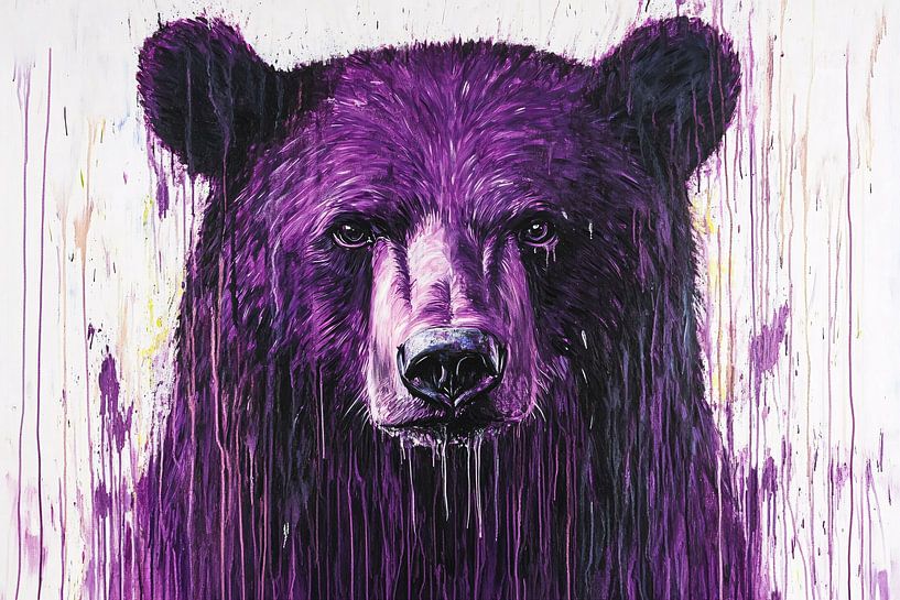 Peinture expressive d'un ours violet par Imperial Art House