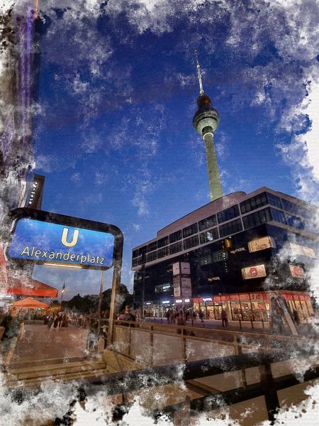 Alexanderplatz pictured in watercolour by Vicente M