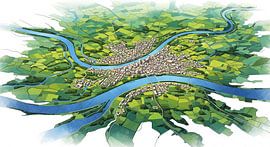 Rivierstad van boven van Syapaat syapaat