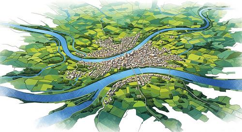 Rivierstad van boven