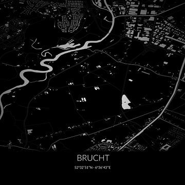 Zwart-witte landkaart van Brucht, Overijssel. van Rezona