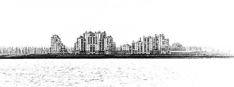 Skyline Breskens (Zeeuws-Vlaanderen, Zeeland) (panorama) van Fotografie Jeronimo