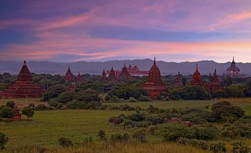 Ancient historic temples in Bagan Myanmar with sunset by Eye on You