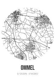 Ommel (Noord-Brabant) | Karte | Schwarz und Weiß von Ortsdrucke